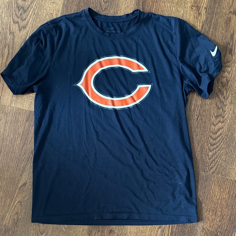 Nike Chicago Bears Navy Tee with Bold Orange Emblem